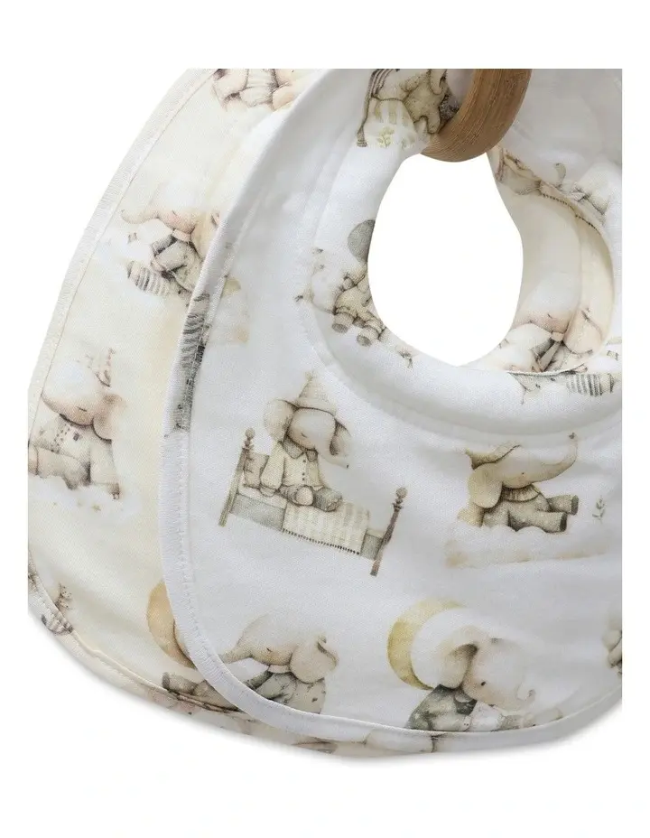 Bubba Blue Bubba Blue Elephant Bedtime 2PK Dribble Bibs