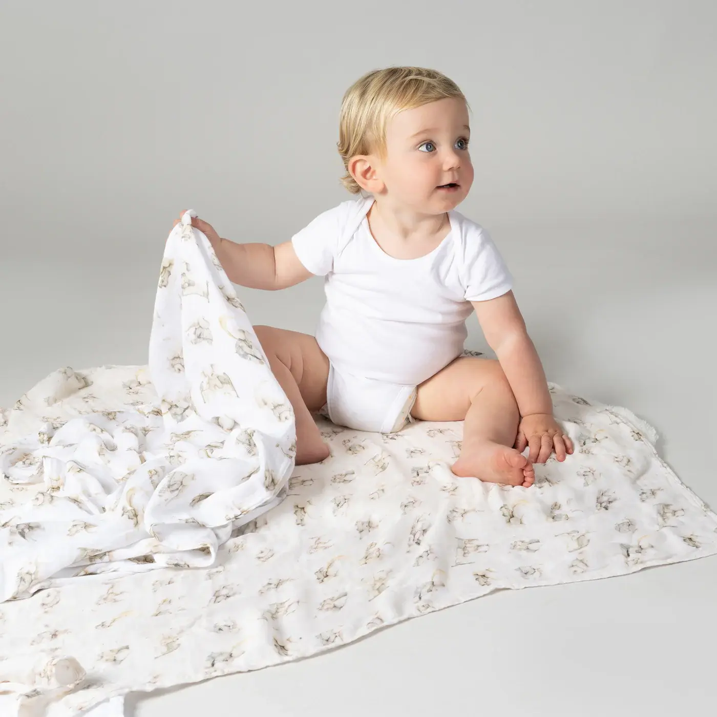 Bubba Blue Bubba Blue Elephant Bedtime 3PK Muslin Wraps