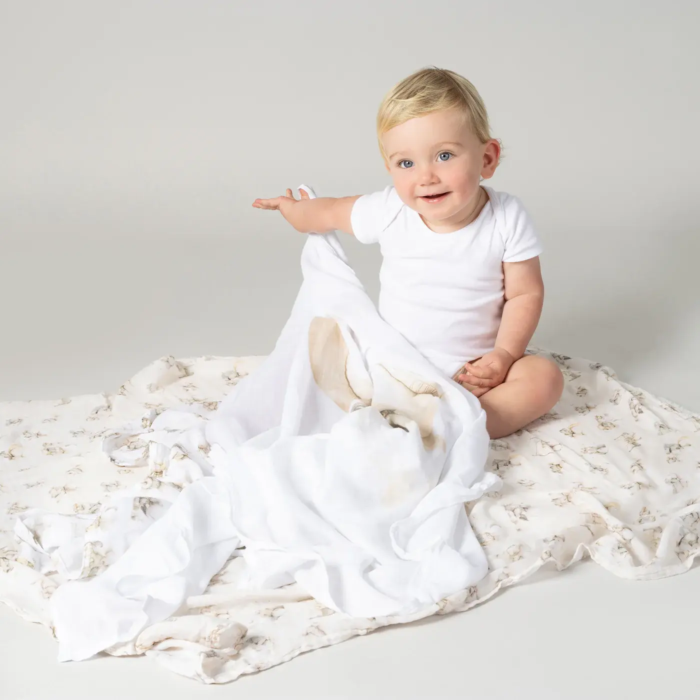 Bubba Blue Bubba Blue Elephant Bedtime 3PK Muslin Wraps