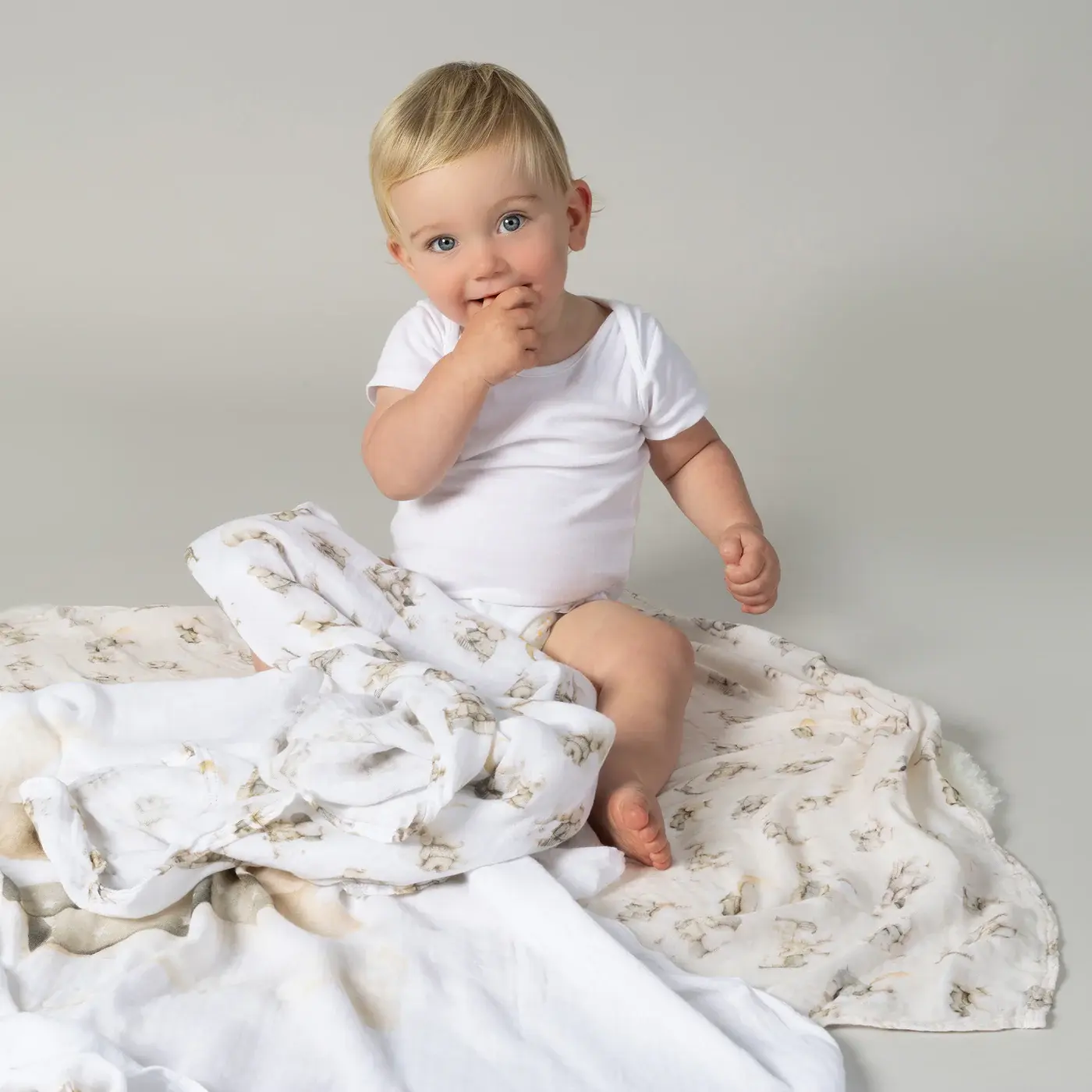 Bubba Blue Bubba Blue Elephant Bedtime 3PK Muslin Wraps