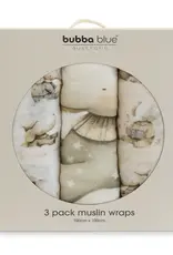 Bubba Blue Bubba Blue Elephant Bedtime 3PK Muslin Wraps