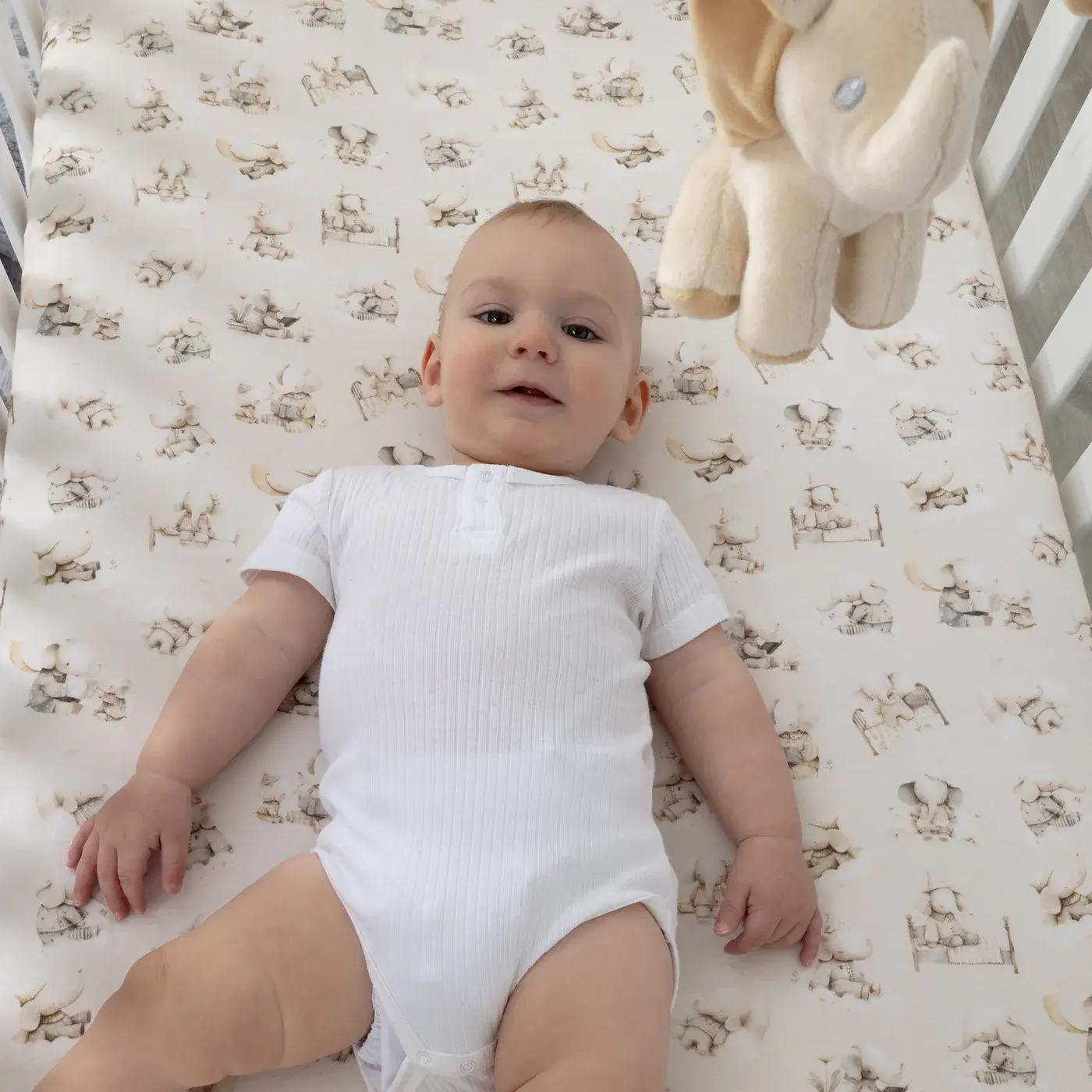Bubba Blue Bubba Blue Elephant Bedtime Jersey Cot Fitted Sheet