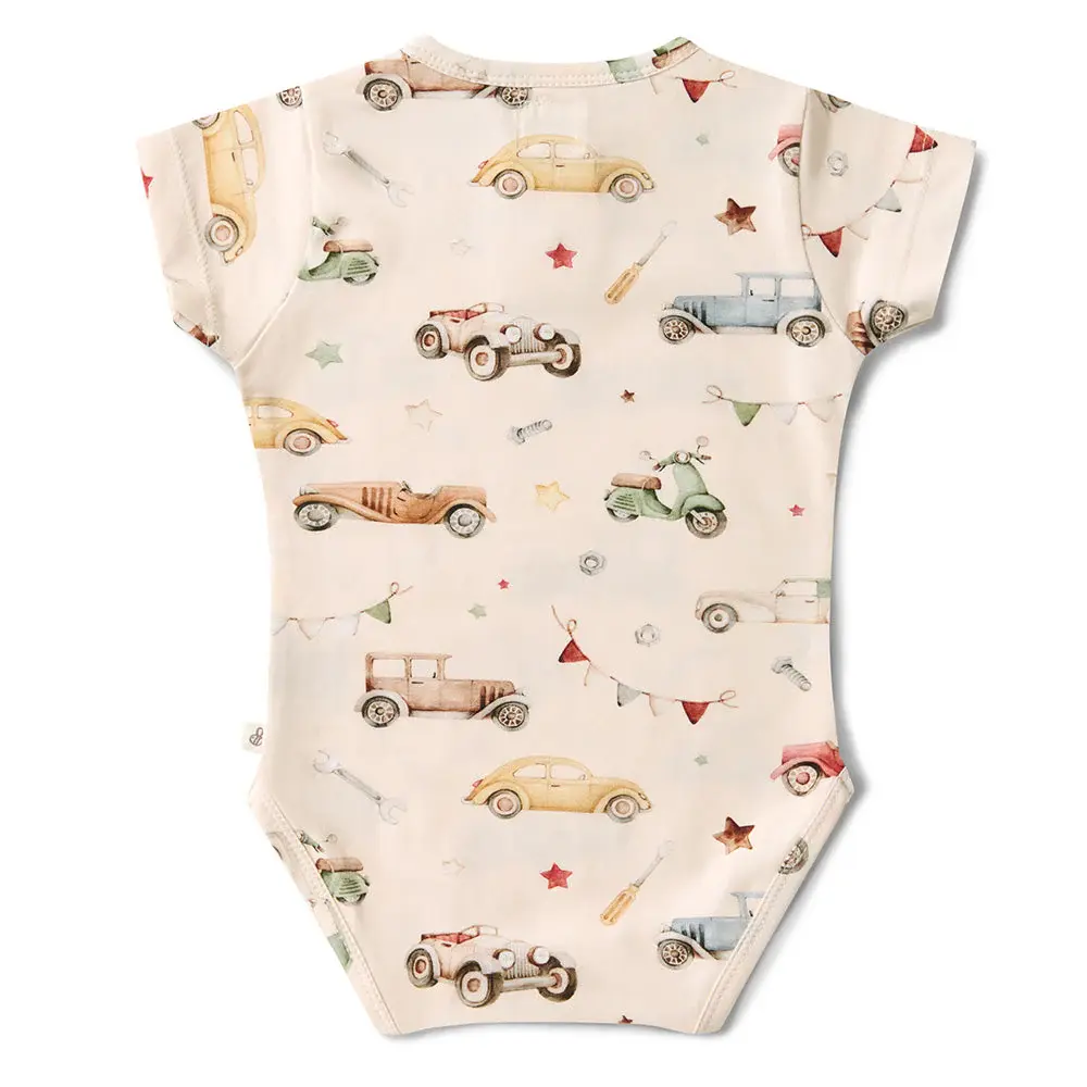 Snuggle Hunny Kids Snuggle Hunny Vintage Cars Short Sleeve Organic Bodysuit