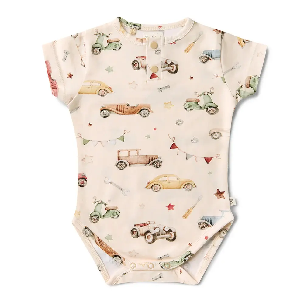 Snuggle Hunny Kids Snuggle Hunny Vintage Cars Short Sleeve Organic Bodysuit