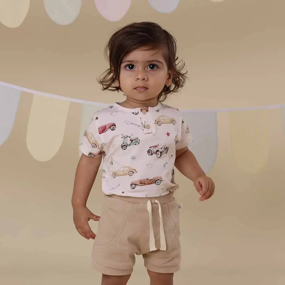 Snuggle Hunny Kids Snuggle Hunny Vintage Cars Short Sleeve Organic Bodysuit