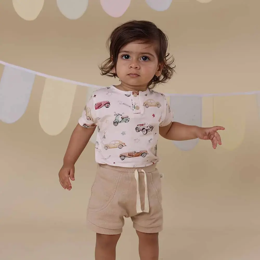 Snuggle Hunny Kids Snuggle Hunny Vintage Cars Short Sleeve Organic Bodysuit