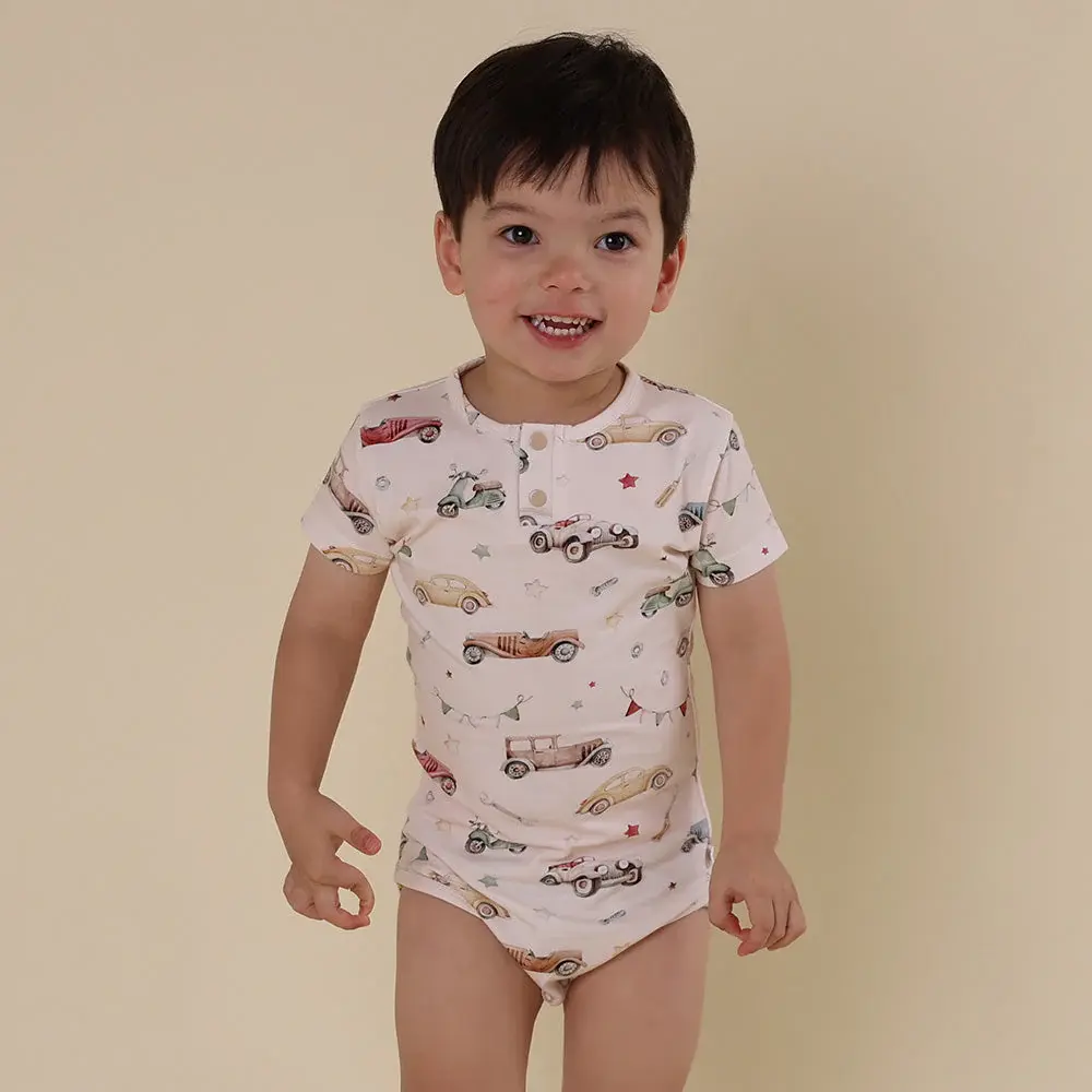 Snuggle Hunny Kids Snuggle Hunny Vintage Cars Short Sleeve Organic Bodysuit