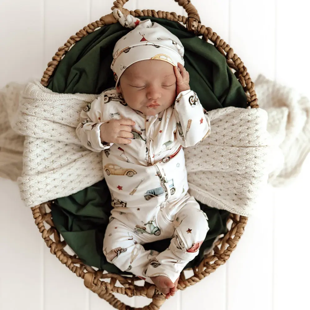 Snuggle Hunny Kids Snuggle Hunny Vintage Cars Organic Snugglesuit Convertible Romper