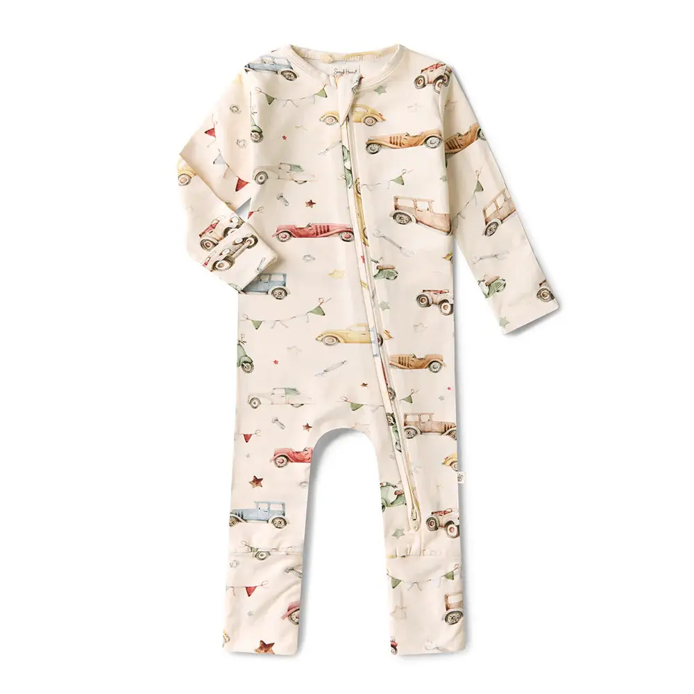 Snuggle Hunny Kids Snuggle Hunny Vintage Cars Organic Snugglesuit Convertible Romper