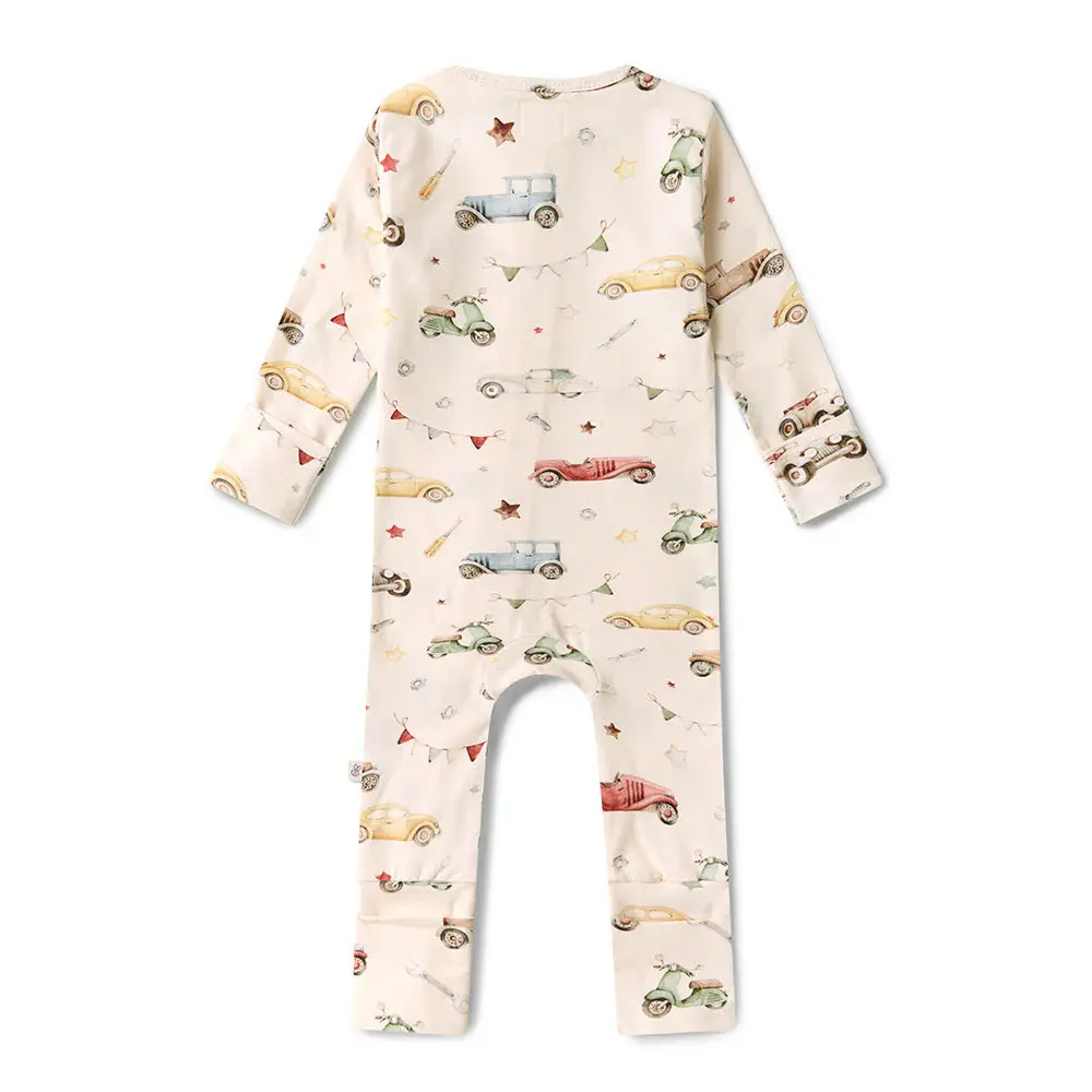 Snuggle Hunny Kids Snuggle Hunny Vintage Cars Organic Snugglesuit Convertible Romper