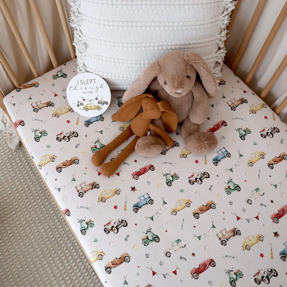 Snuggle Hunny Kids Snuggle Hunny Vintage Cars Organic Fitted Cot Sheet