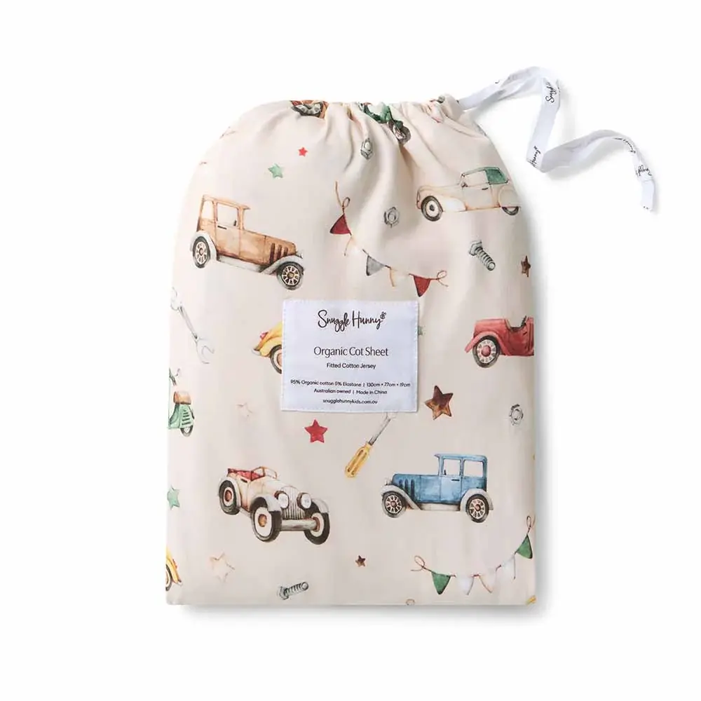 Snuggle Hunny Kids Snuggle Hunny Vintage Cars Organic Fitted Cot Sheet
