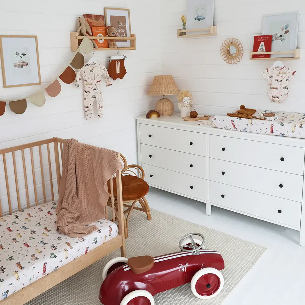 Snuggle Hunny Kids Snuggle Hunny Vintage Cars Organic Fitted Cot Sheet