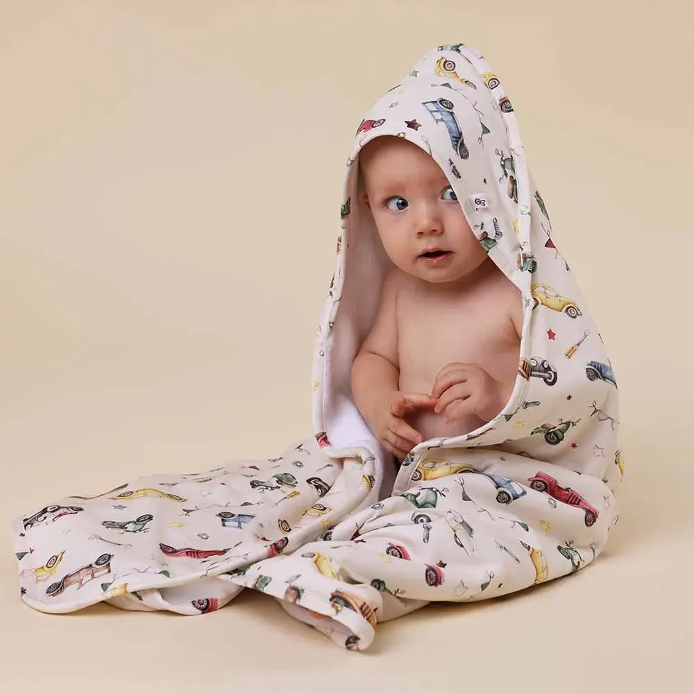 Snuggle Hunny Kids Snuggle Hunny Vintage Cars Organic Hooded Baby Towel