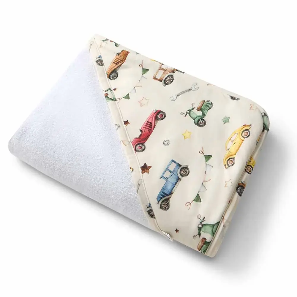 Snuggle Hunny Kids Snuggle Hunny Vintage Cars Organic Hooded Baby Towel