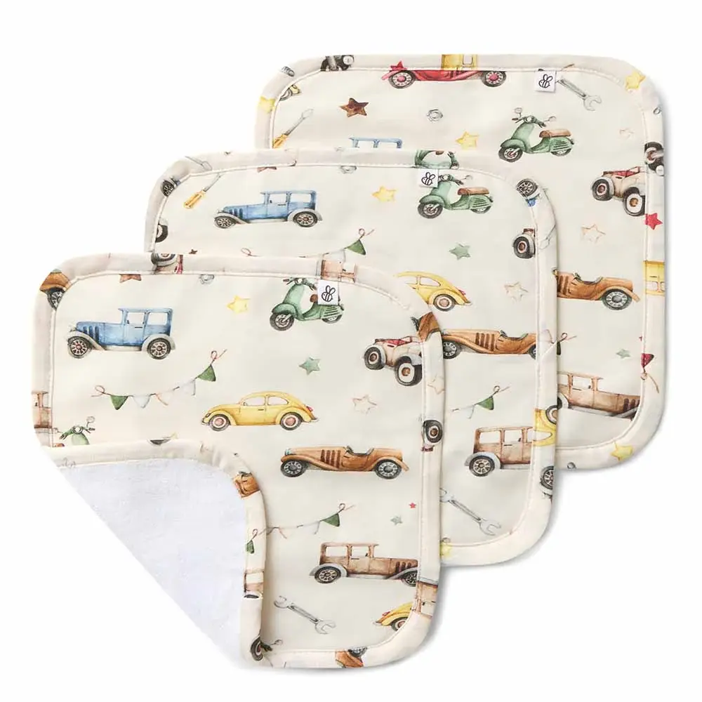Snuggle Hunny Kids Snuggle Hunny Vintage Cars Organic Wash Cloths - 3 Pack