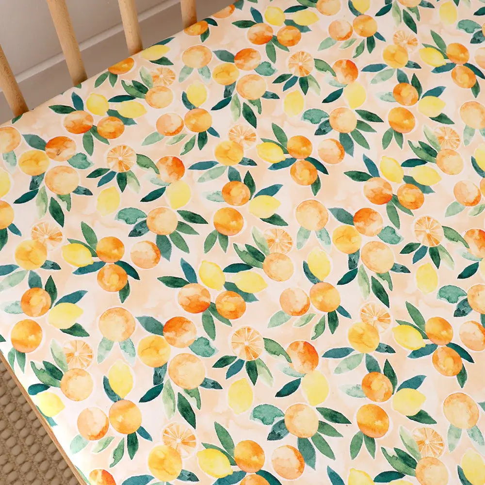 Snuggle Hunny Kids Snuggle Hunny Sunny Citrus Organic Fitted Cot Sheet