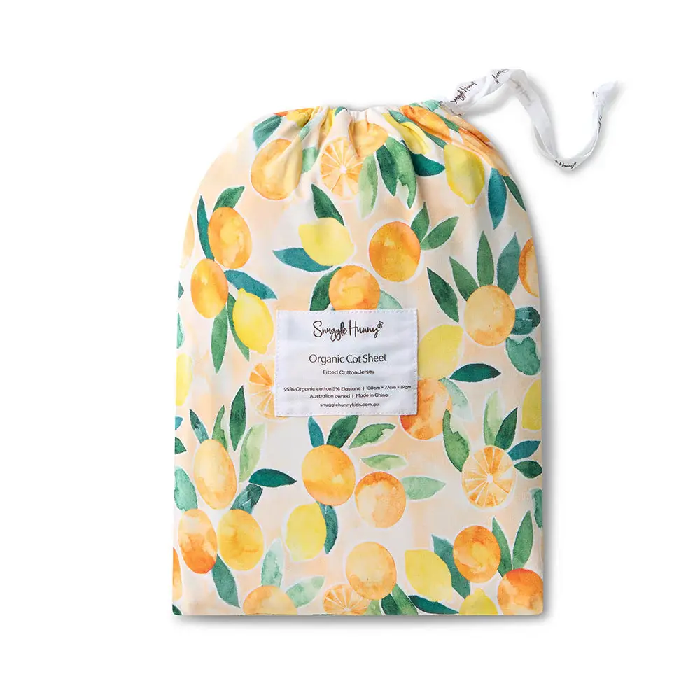 Snuggle Hunny Kids Snuggle Hunny Sunny Citrus Organic Fitted Cot Sheet