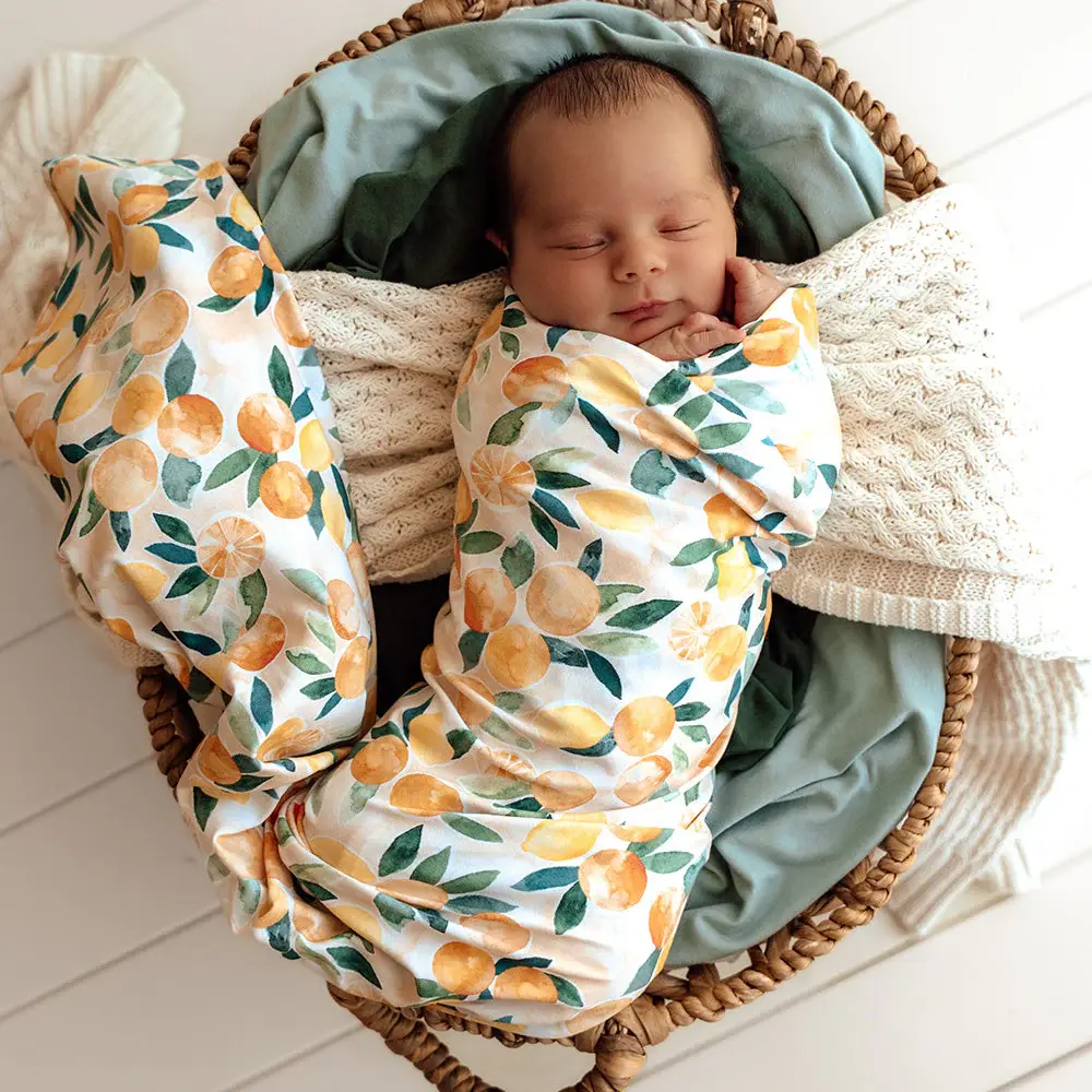 Snuggle Hunny Kids Snuggle Hunny Sunny Citrus Organic Jersey Wrap & Beanie Set