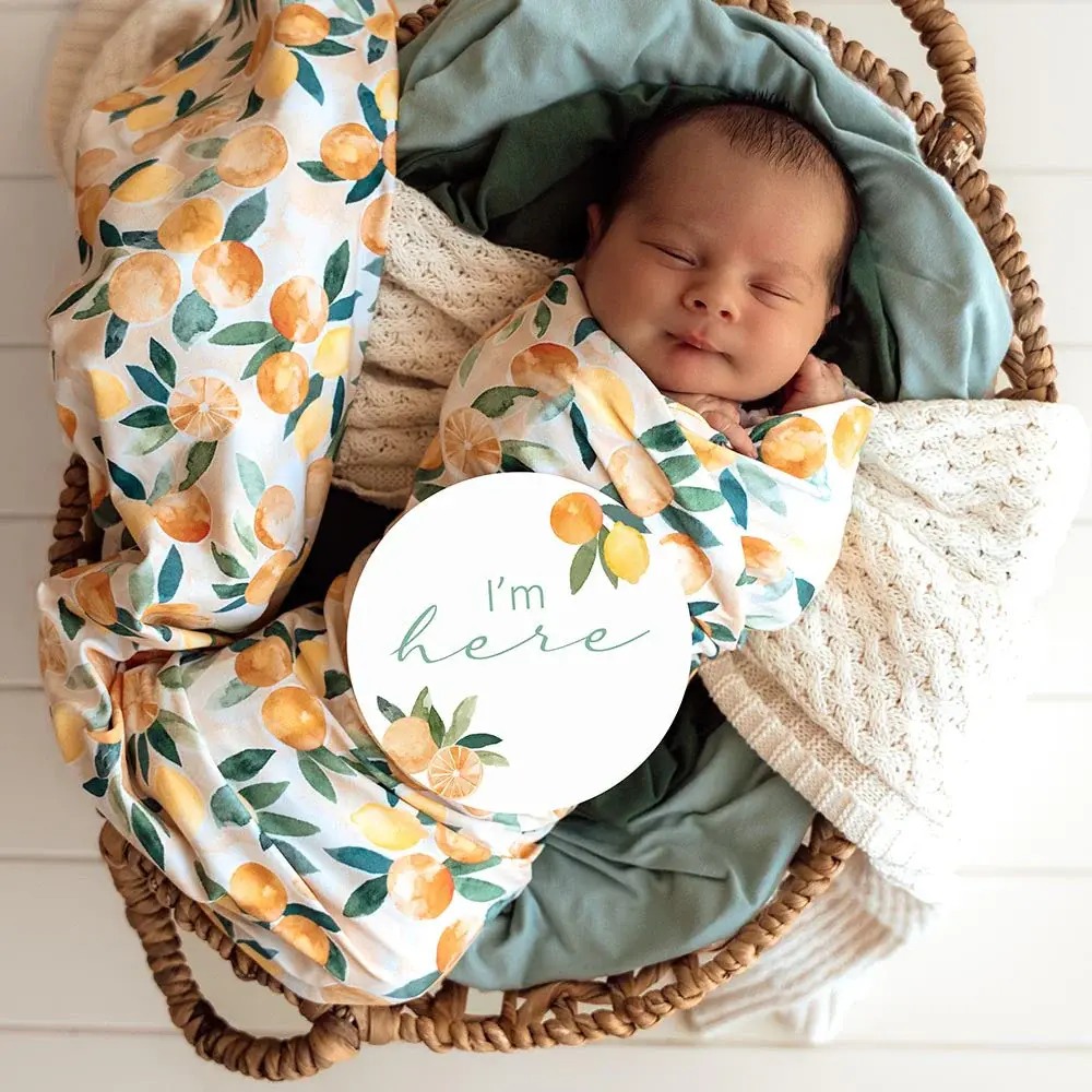 Snuggle Hunny Kids Snuggle Hunny Sunny Citrus Organic Jersey Wrap & Beanie Set