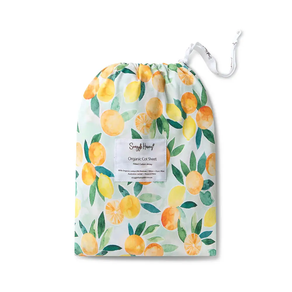 Snuggle Hunny Kids Snuggle Hunny Citrus Squeeze Organic Fitted Cot Sheet