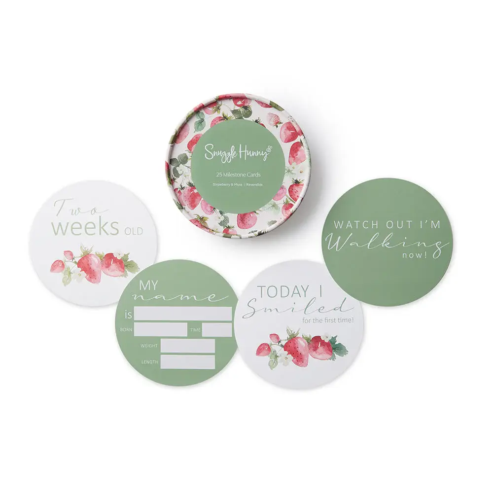 Snuggle Hunny Kids Snuggle Hunny Strawberry & Moss Reversible Milestone Cards