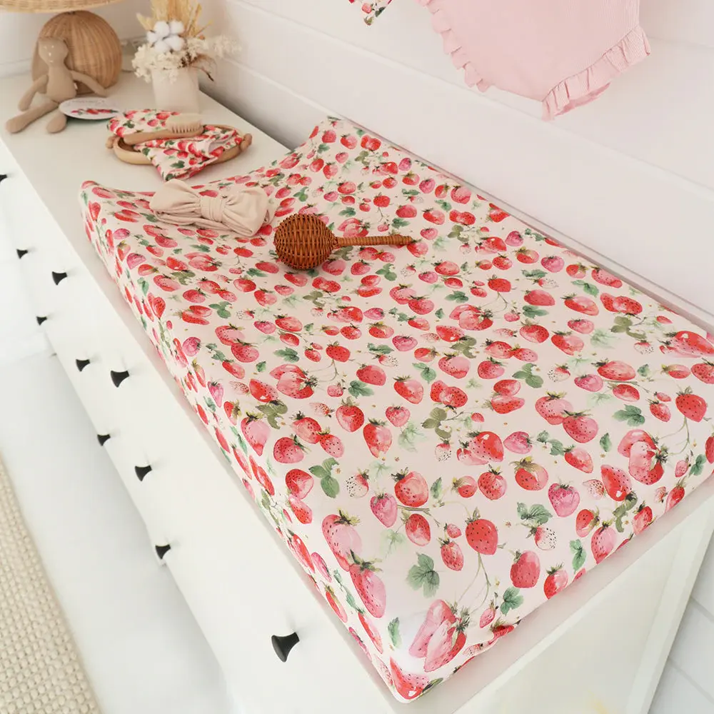 Snuggle Hunny Kids Snuggle Hunny Strawberry Organic Bassinet Sheet / Change Pad Cover