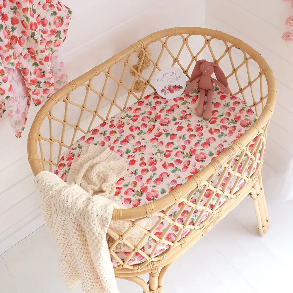 Snuggle Hunny Kids Snuggle Hunny Strawberry Organic Bassinet Sheet / Change Pad Cover