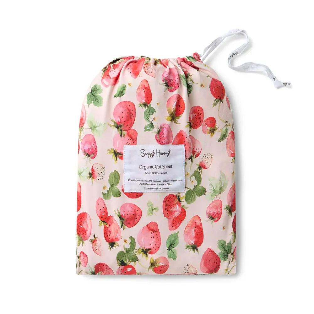 Snuggle Hunny Kids Snuggle Hunny Strawberry Organic Fitted Cot Sheet
