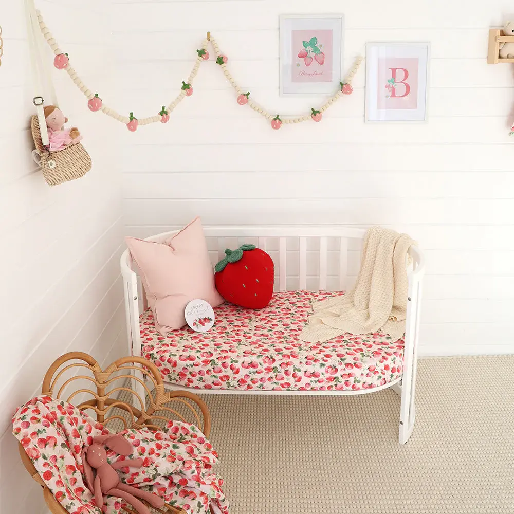 Snuggle Hunny Kids Snuggle Hunny Strawberry Organic Fitted Cot Sheet