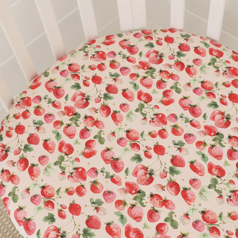 Snuggle Hunny Kids Snuggle Hunny Strawberry Organic Fitted Cot Sheet