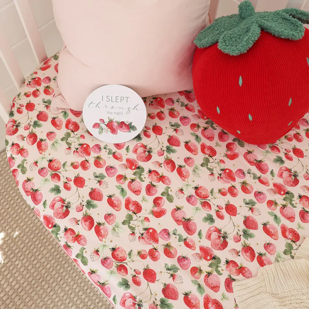 Snuggle Hunny Kids Snuggle Hunny Strawberry Organic Fitted Cot Sheet