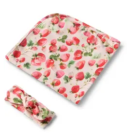 Snuggle Hunny Kids Snuggle Hunny Strawberry Organic Jersey Wrap & Topknot Set
