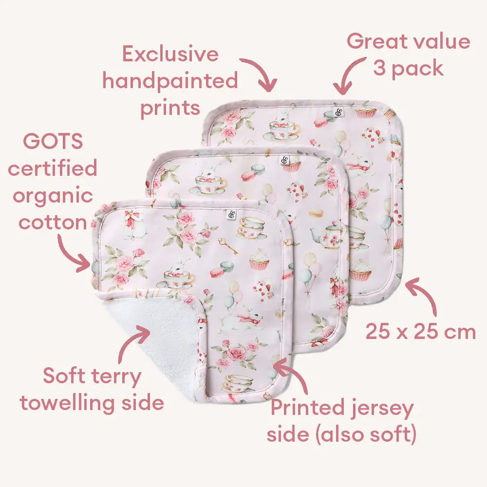 Snuggle Hunny Kids Snuggle Hunny Alice’s Tea Party Organic Wash Cloths - 3 Pack