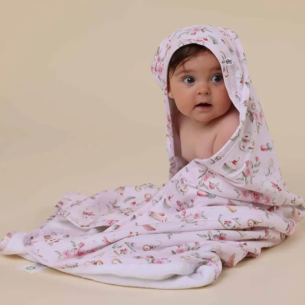 Snuggle Hunny Kids Snuggle Hunny Alice’s Tea Party Organic Hooded Baby Towel
