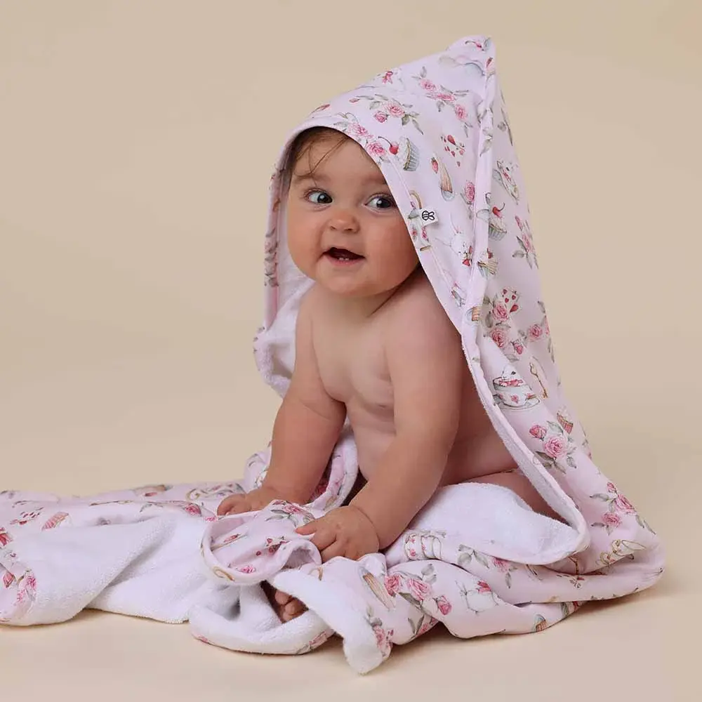 Snuggle Hunny Kids Snuggle Hunny Alice’s Tea Party Organic Hooded Baby Towel