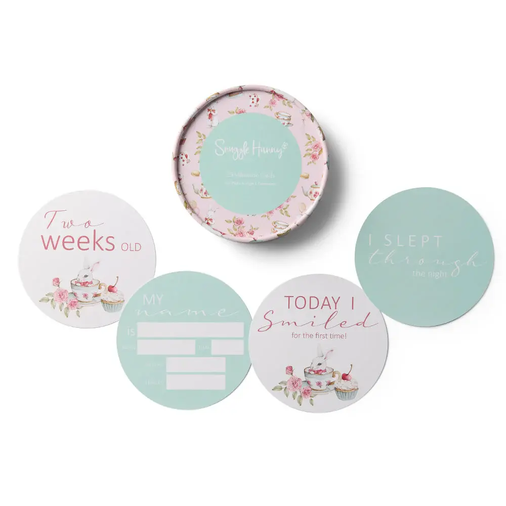 Snuggle Hunny Kids Snuggle Hunny Tea Party & Sage Reversible Milestone Cards