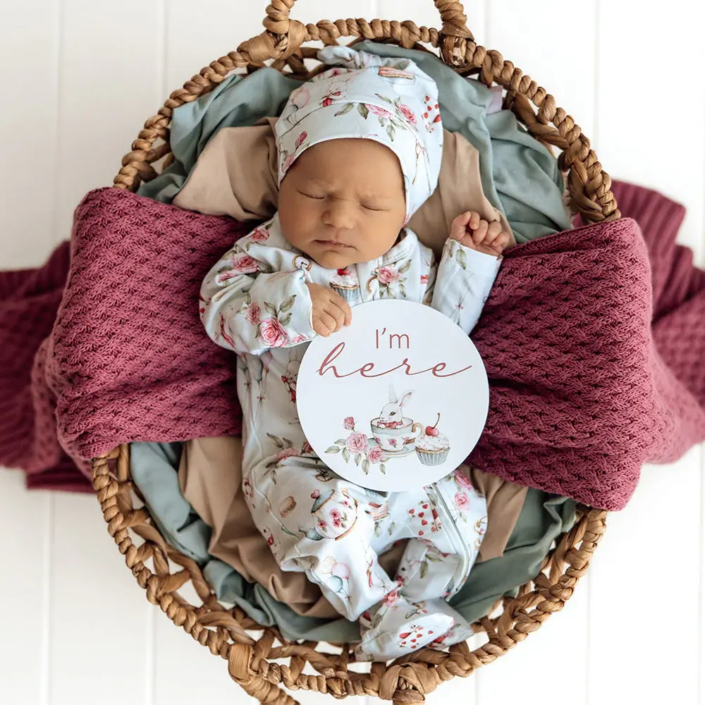 Snuggle Hunny Kids Snuggle Hunny Tea Party & Sage Reversible Milestone Cards