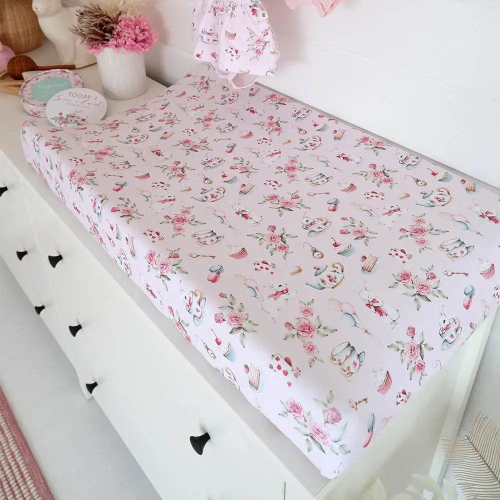 Snuggle Hunny Kids Snuggle Hunny Alice’s Tea Party Organic Bassinet Sheet / Change Pad Cover