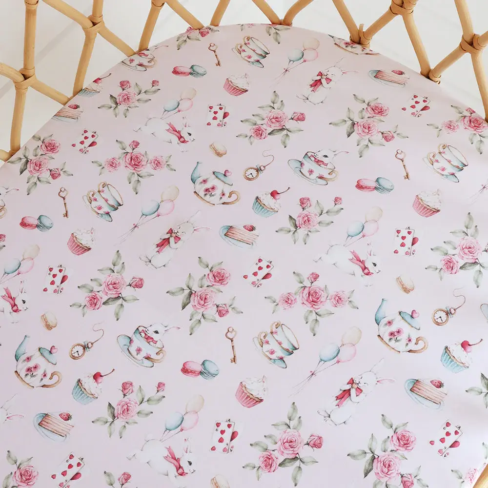 Snuggle Hunny Kids Snuggle Hunny Alice’s Tea Party Organic Bassinet Sheet / Change Pad Cover