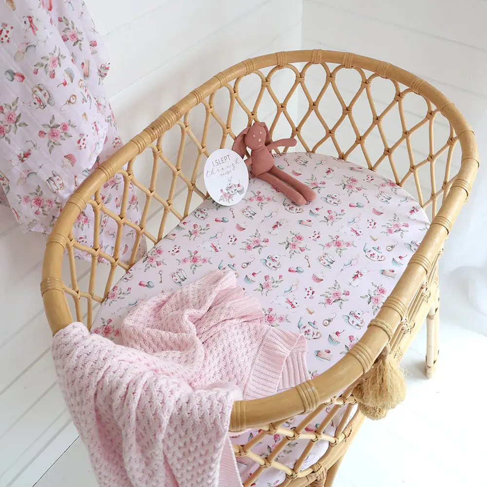 Snuggle Hunny Kids Snuggle Hunny Alice’s Tea Party Organic Bassinet Sheet / Change Pad Cover