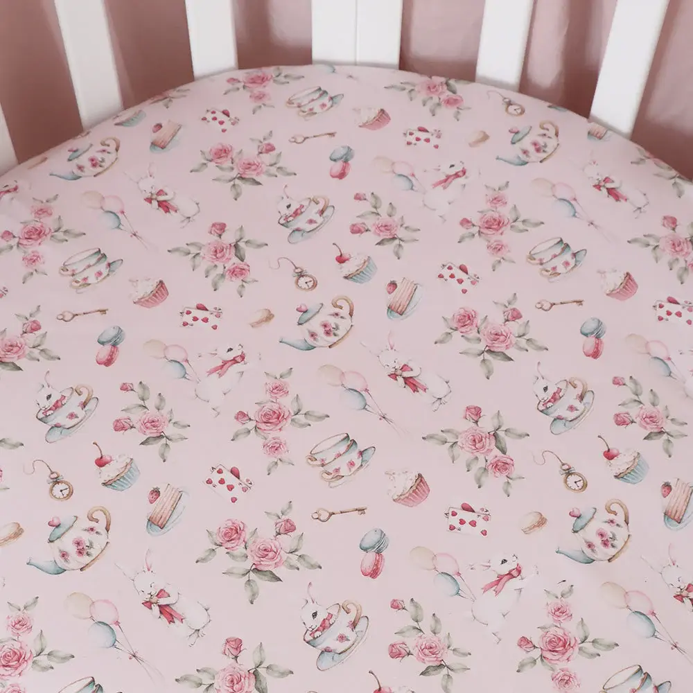 Snuggle Hunny Kids Snuggle Hunny Alice’s Tea Party Organic Fitted Cot Sheet