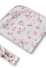 Snuggle Hunny Kids Snuggle Hunny Alice’s Tea Party Organic Jersey Wrap & Topknot Set