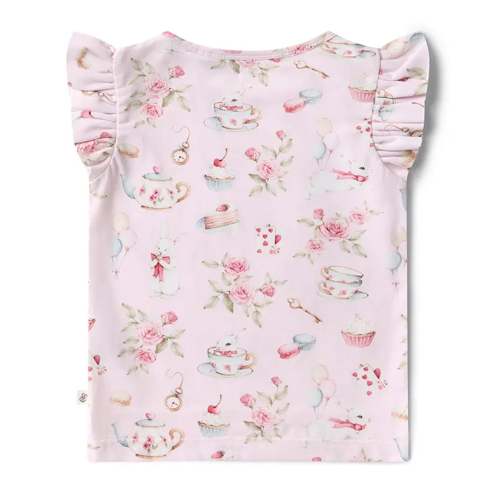 Snuggle Hunny Kids Snuggle Hunny Alice’s Tea Party Organic T-Shirt with Frill