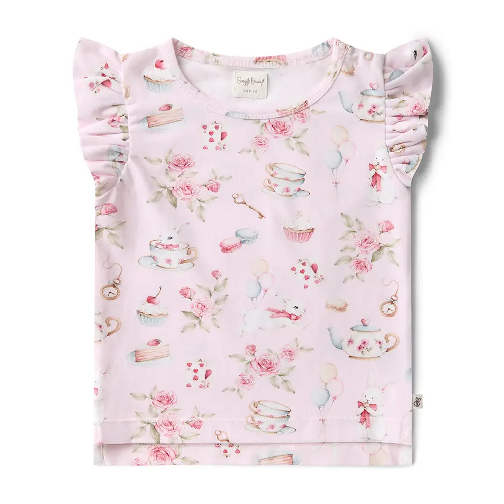 Snuggle Hunny Kids Snuggle Hunny Alice’s Tea Party Organic T-Shirt with Frill