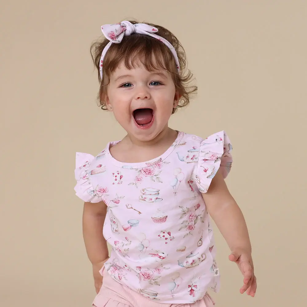 Snuggle Hunny Kids Snuggle Hunny Alice’s Tea Party Organic T-Shirt with Frill