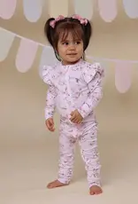 Snuggle Hunny Kids Snuggle Hunny Alice’s Tea Party Organic Snugglesuit Convertible Romper with Frill
