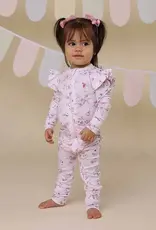 Snuggle Hunny Kids Snuggle Hunny Alice’s Tea Party Organic Snugglesuit Convertible Romper with Frill