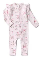 Snuggle Hunny Kids Snuggle Hunny Alice’s Tea Party Organic Snugglesuit Convertible Romper with Frill