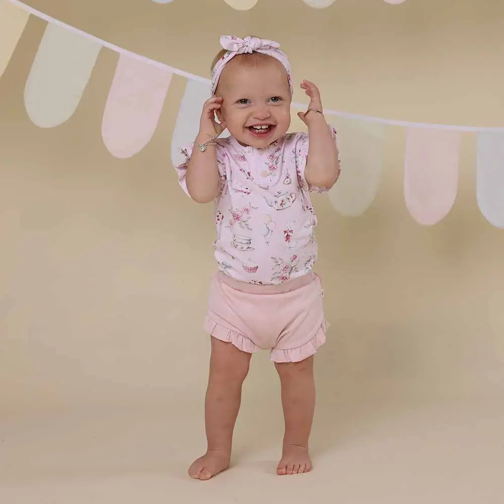 Snuggle Hunny Kids Snuggle Hunny Alice’s Tea Party Short Sleeve Organic Bodysuit